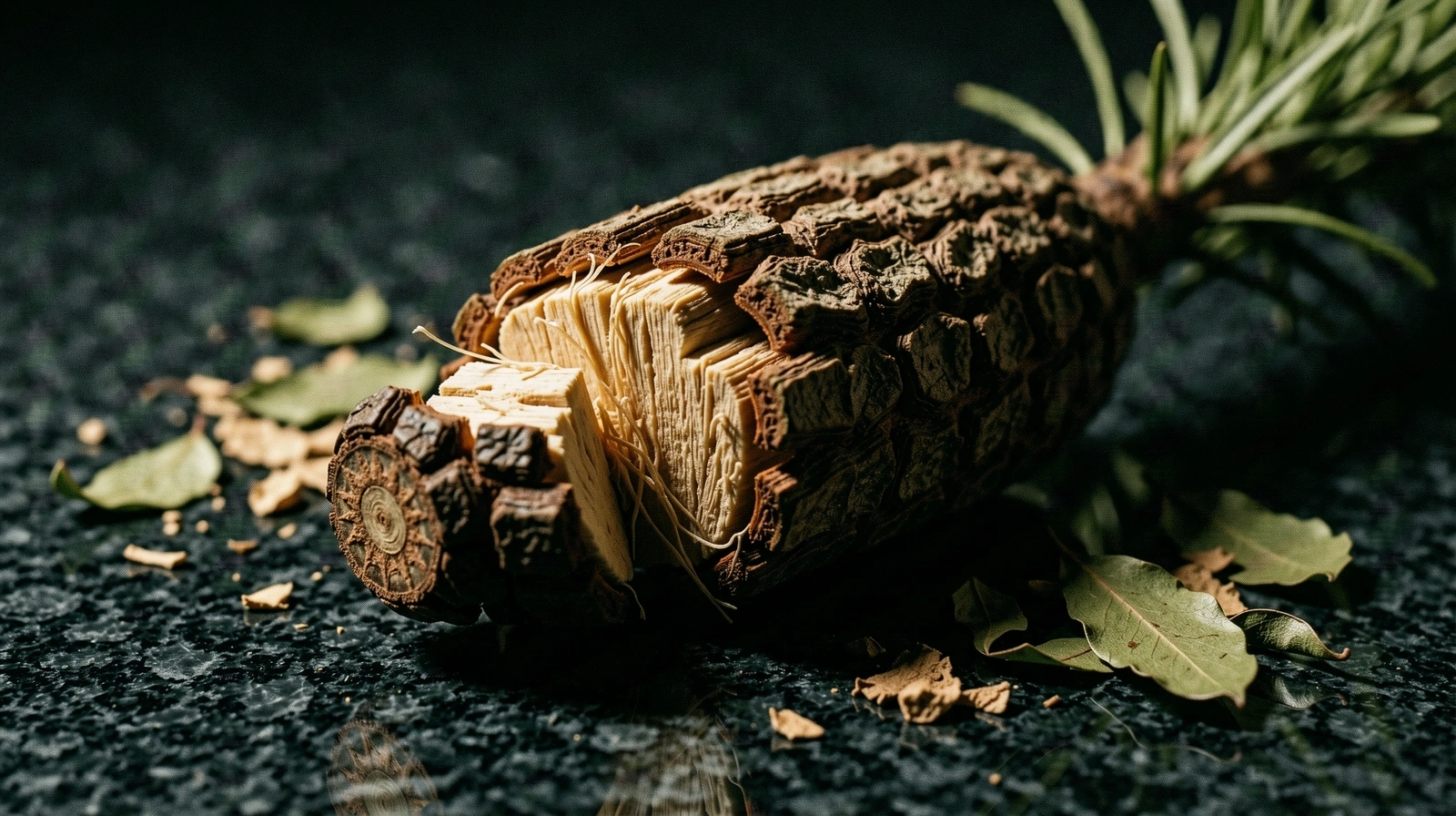 Macro texture of medicinal root