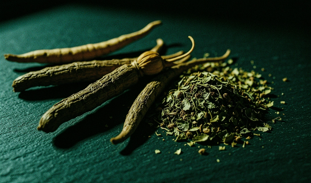 Botanical detail of raw medicinal roots